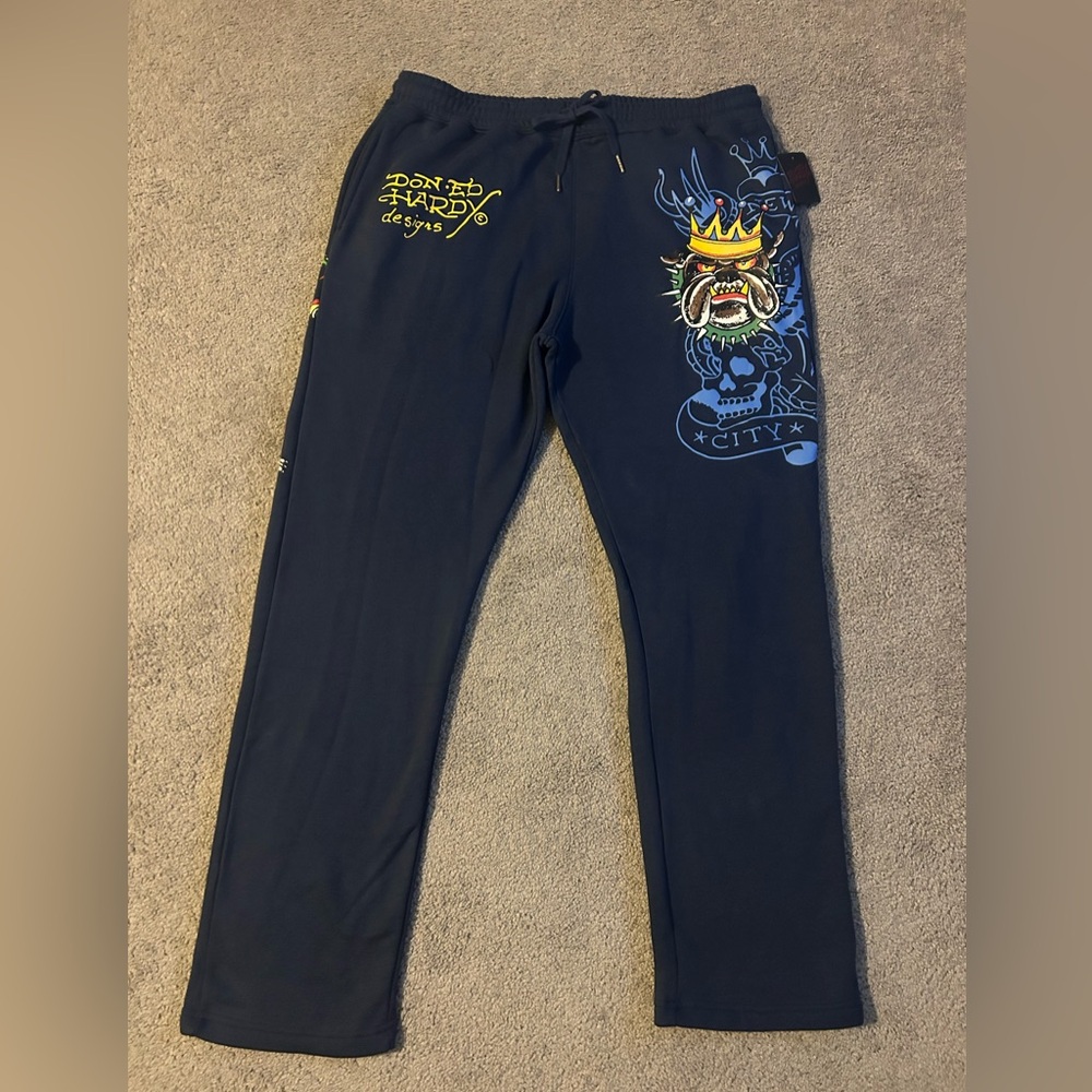 ED Hardy Men’s Size XL Panther Bulldog Sweatpant -EHM8003-7 NEW‎